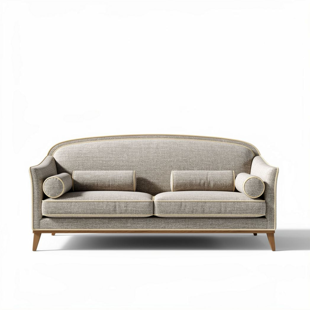Bank van stof in grijs met houten poten 200 x 80 x 90cm