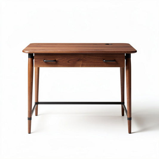 Houten bureau met lade en metalen handgrepen 120 x 60 x 75cm