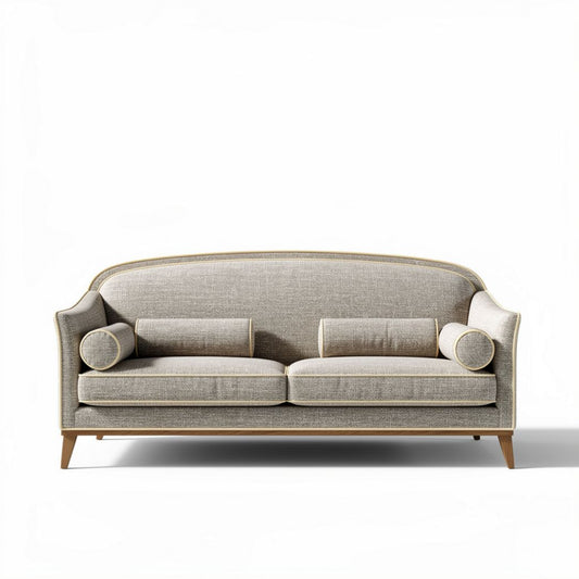 Bank van stof in grijs met houten poten 200 x 80 x 90cm