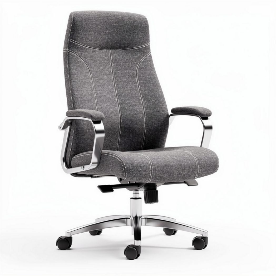 Bureaustoel met verstelbare hoogte in grijs stof en chroomonderstel 60 x 60 x 120cm