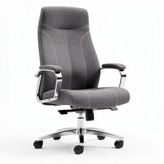 Bureaustoel met verstelbare hoogte in grijs stof en chroomonderstel 60 x 60 x 120cm